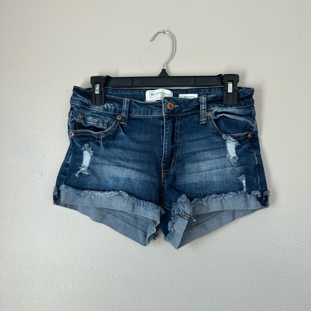 Celebrity Pink Dark Blue Distressed Denim Shorts